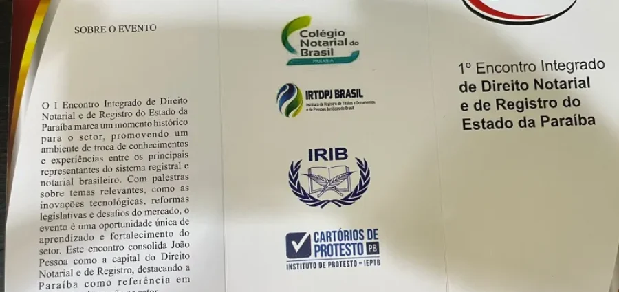 MaisPB – João Pessoa vai sediar 1º Encontro Integrado de Direito Notarial e de Registro da Paraíba, no dia 1º de novembro